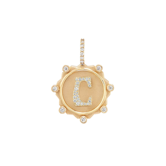 ALPHABET COIN PAVÉ CHARM - C