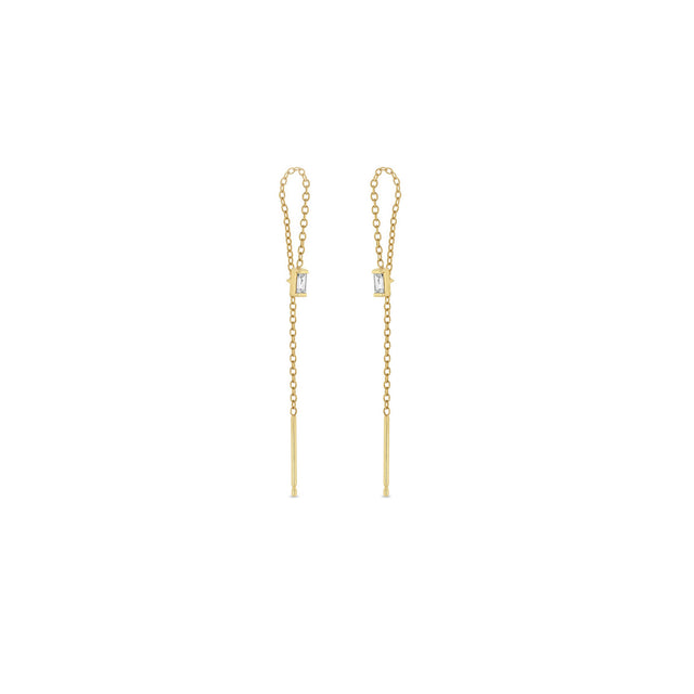 BAGUETTE DIAMOND LOOP THREADER EARRINGS