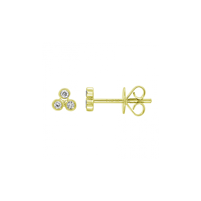 BEZEL SET 3 DIAMOND TRIANGLE STUD