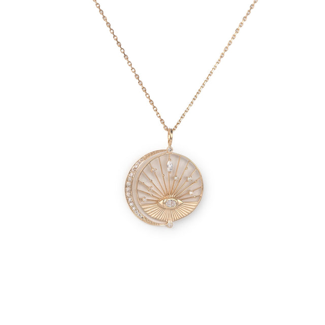 DREAM MAKER OVAL DIAMOND & MOON CRESCENT WITH DIAMONDS NECKLACE