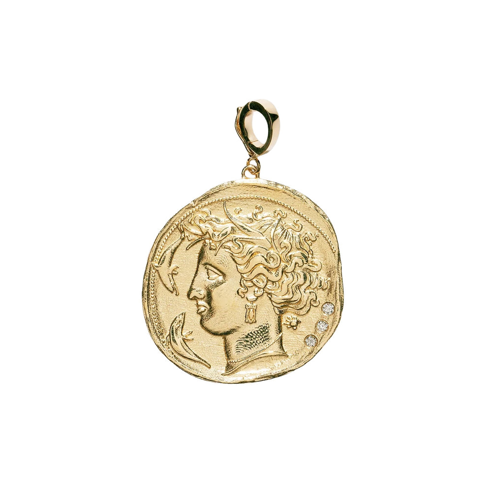 GODDESS LARGE DIAMOND COIN CHARM
