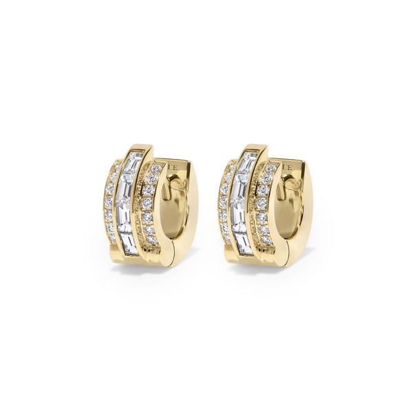 STAIRCASE PAVE AND BAGUETTE HUGGIES