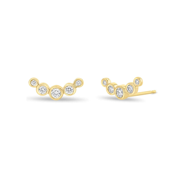 GRADUATED BEZEL DIAMOND CURVE STUDS