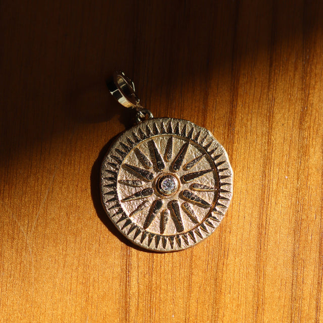 SUNBURST LARGE DIAMOND COIN CHARM