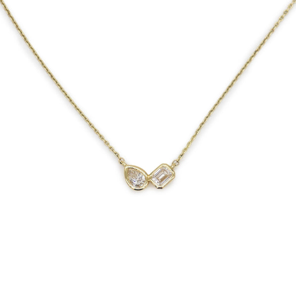 PEAR AND EMERALD DIAMOND NECKLACE