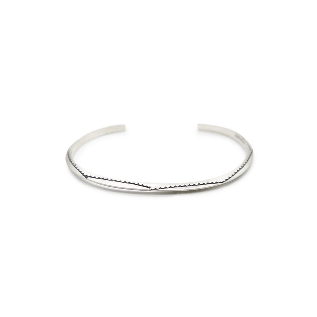 Thin Knifed Edge Stamped Silver Cuff