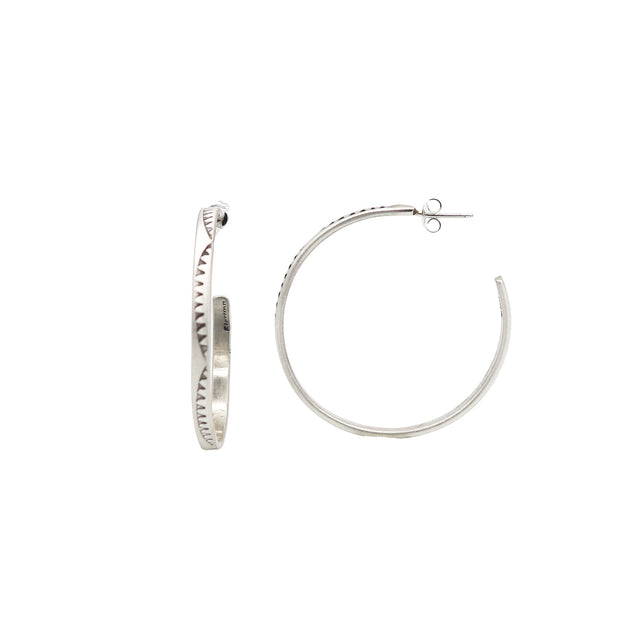 Sterling Silver 1.5 in Knife Edge Hoops