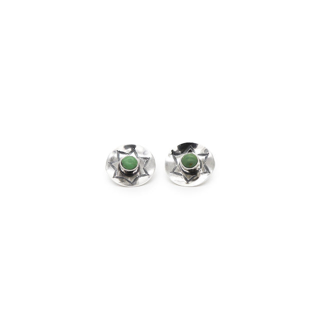 Sterling Silver with Green Turquoise Center Studs