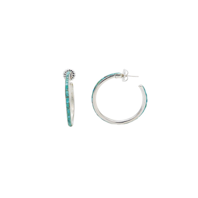Turquoise Heishi Hoops 1.5