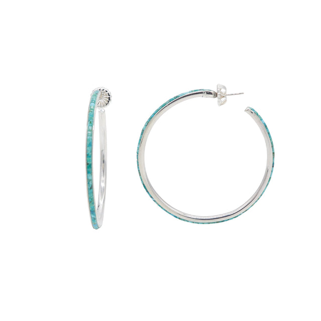 Turquoise Heishi Hoops 2