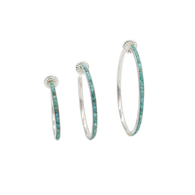 Turquoise Heishi Hoops 2