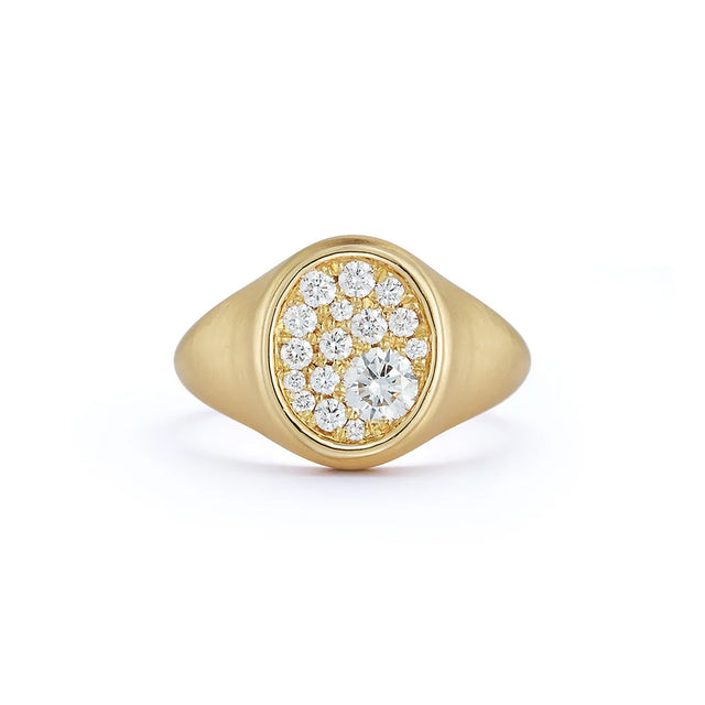PAVE OVAL SIGNET RING