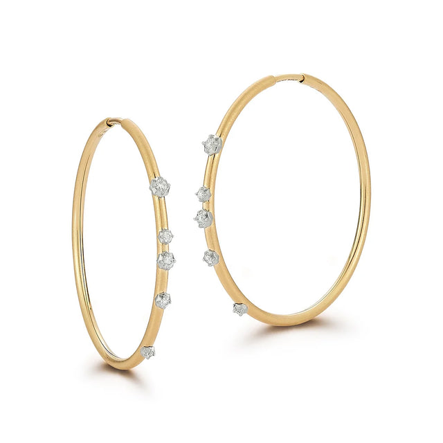 TWO TONE SMALL CONSTELLATION DIAMOND PLIE HOOPS