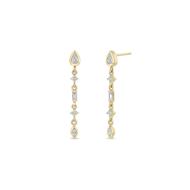 LINKED MIXED DIAMOND MEDIUM DROP EARRINGS