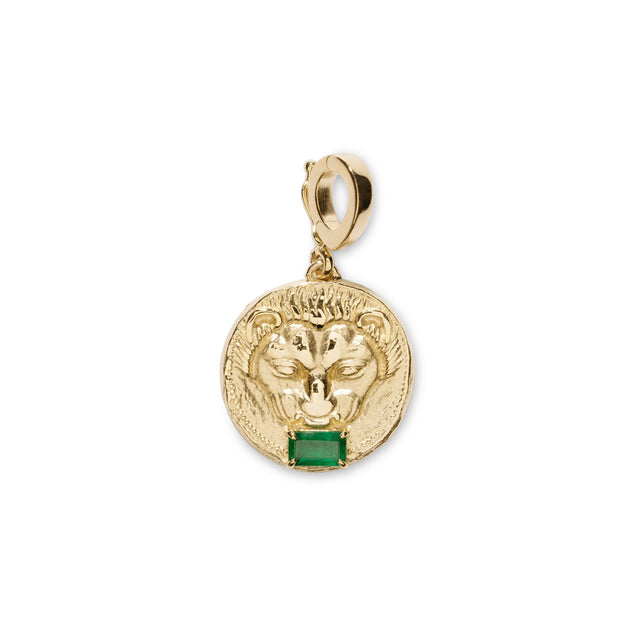 LION SMALL EMERALD COIN CHARM