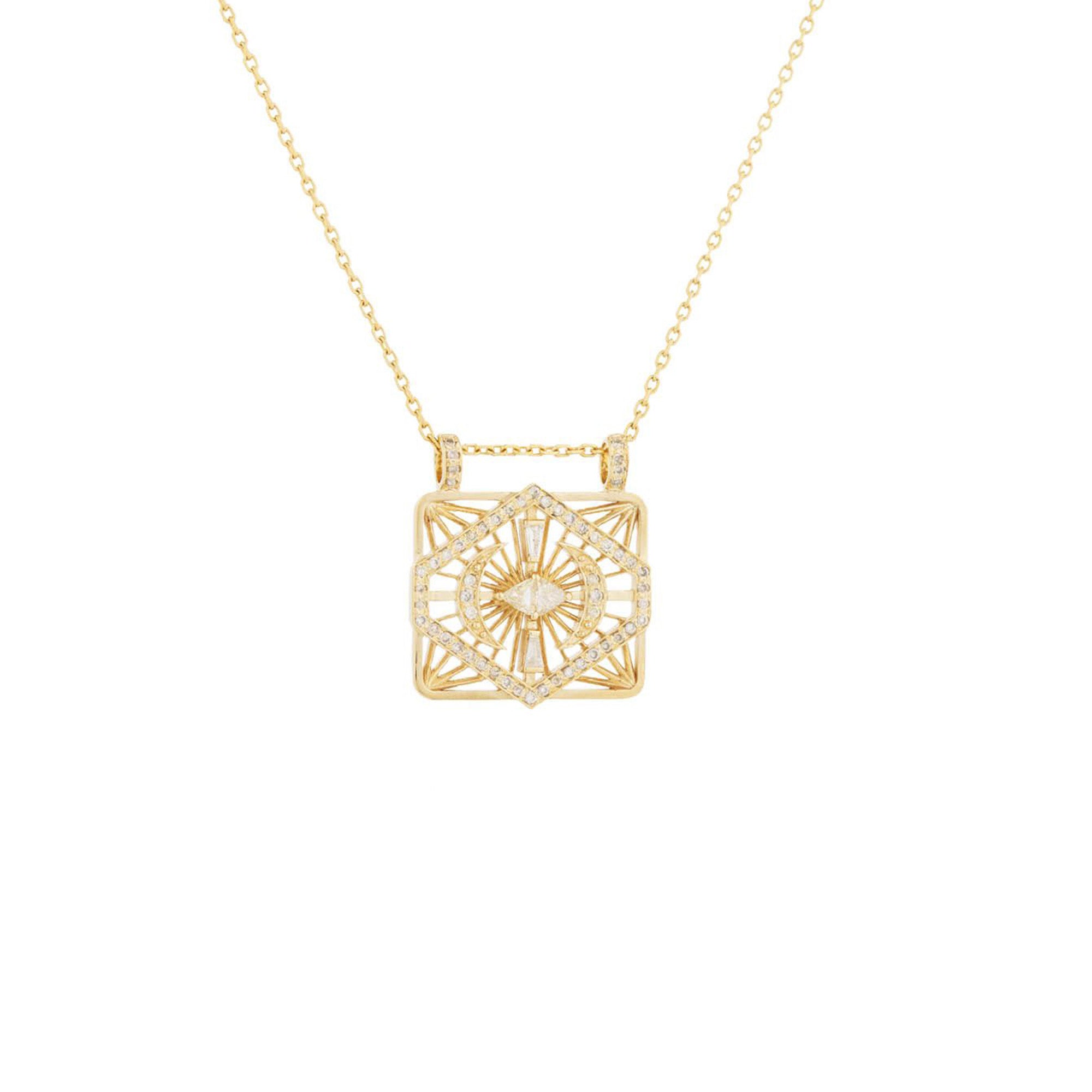 LOSANGE DIAMONDS AND MOONS OPEN RECTANGLE CHAIN NECKLACE – The Bevy