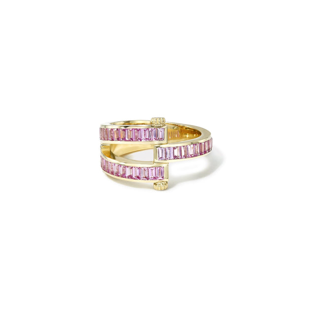 MAGNA RING WITH BAGUETTE CUT PINK SAPPHIRES