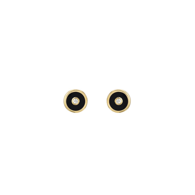 MINI COMPASS STUD EARRINGS - BLACK ONYX