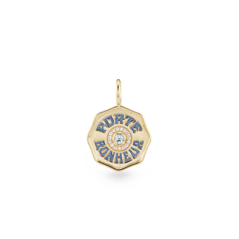 MINI PB CHARM DIAMOND HALO WITH TEAL ENAMEL AND ALEXANDRITE