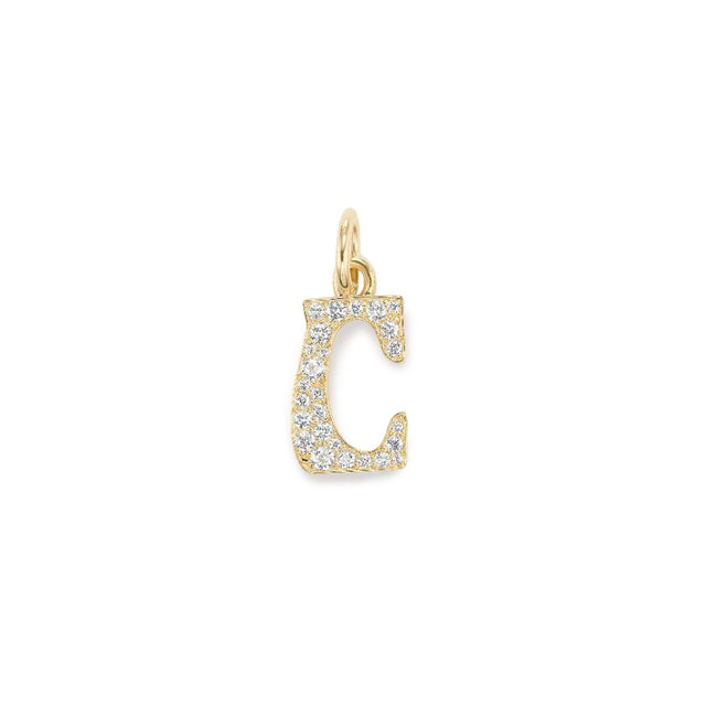 PAVE DIAMOND LETTER CHARM - C