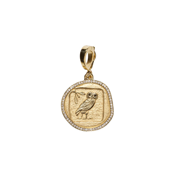 OWL WISDOM SMALL PAVE COIN