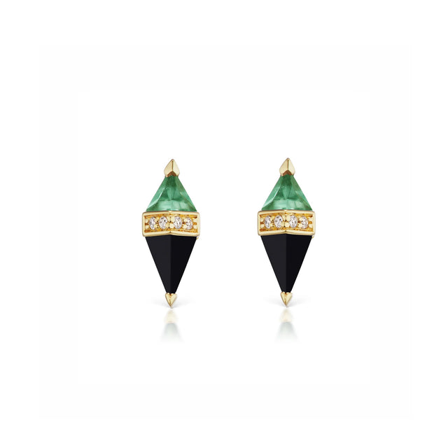 PIETRA STUDS- GREEN QUARTZ AND ONYX