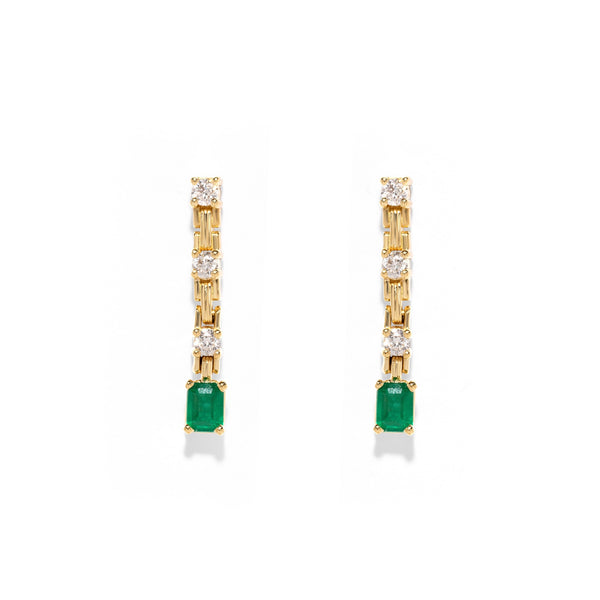 PIROUETTE SMALL STRAND DIAMOND & EMERALD EARRINGS