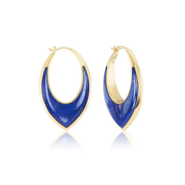 STARDUST INLAY HOOPS- LAPIS
