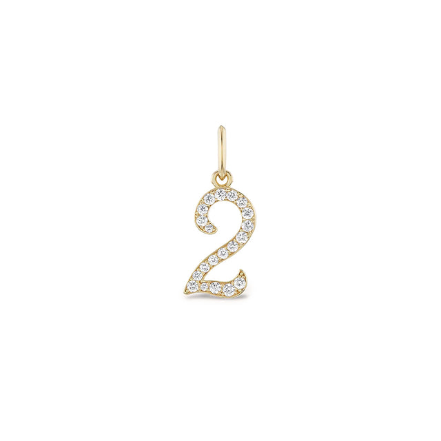 14K YELLOW GOLD PAVE NUMBER CHARM - 23