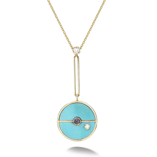 SIGNATURE COMPASS PENDANT - TURQUOISE AND TANZANITE
