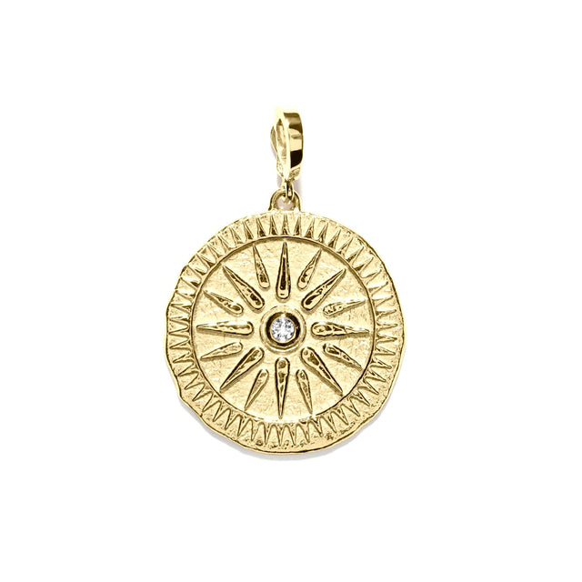 SUNBURST LARGE DIAMOND COIN CHARM