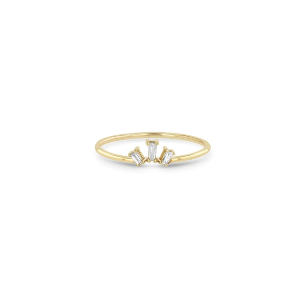 TAPERED BAGUETTE DIAMOND 3-STONE FAN RING