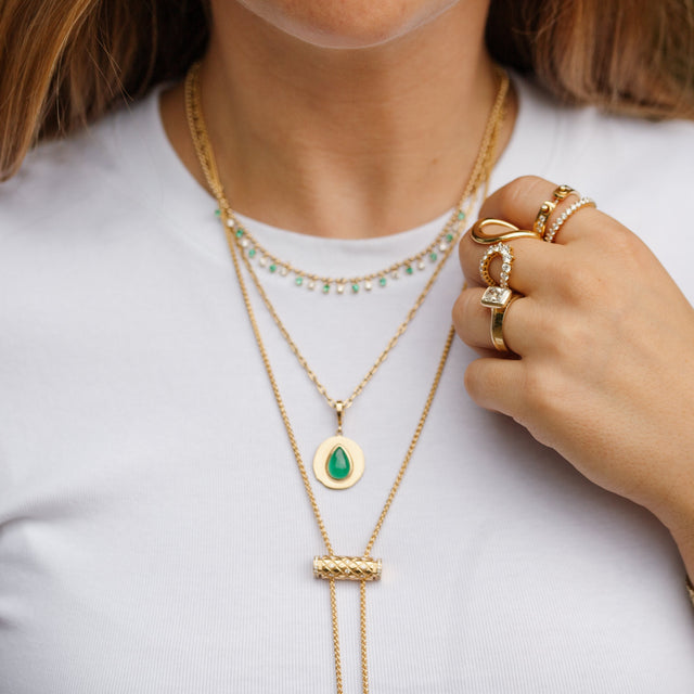 MODERN BYZANTINE PEAR SHAPE EMERALD SMALL COIN CHARM