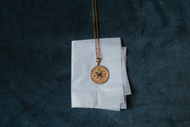 COMPASS LARGE PAVE COIN CHARM