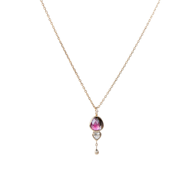 TOURMALINE AND ROSE CUT GREY DIAMOND CHAIN NECKLACE