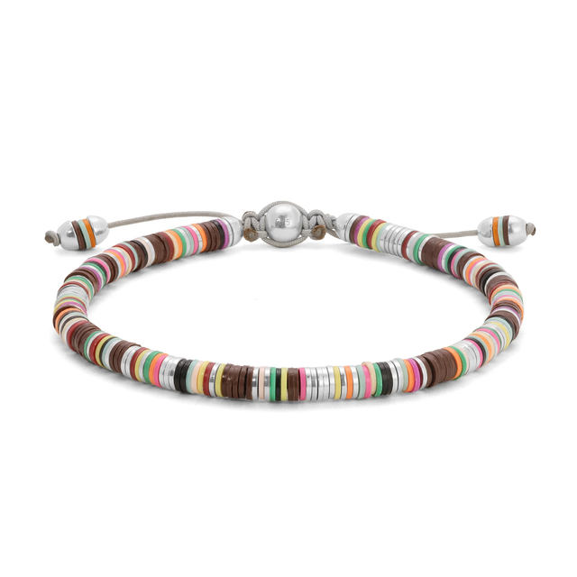 MALLI AFRICAN DISC BRACELET IN BROWN MIX - DBRN - S