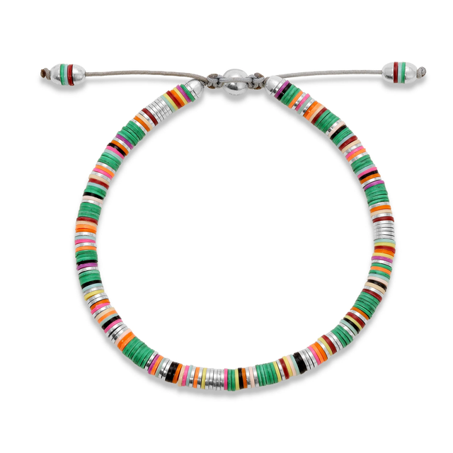 MALLI AFRICAN DISC BRACELET IN GREEN MIX