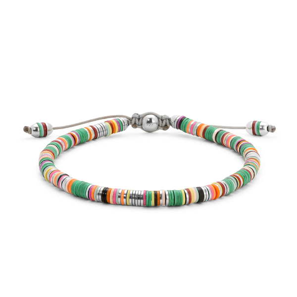 MALLI AFRICAN DISC BRACELET IN GREEN MIX - M