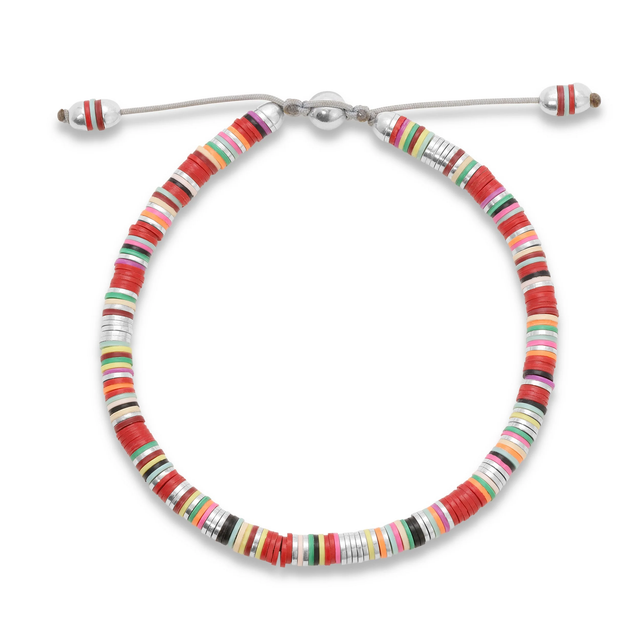 MALLI AFRICAN DISC BRACELET IN RED MIX