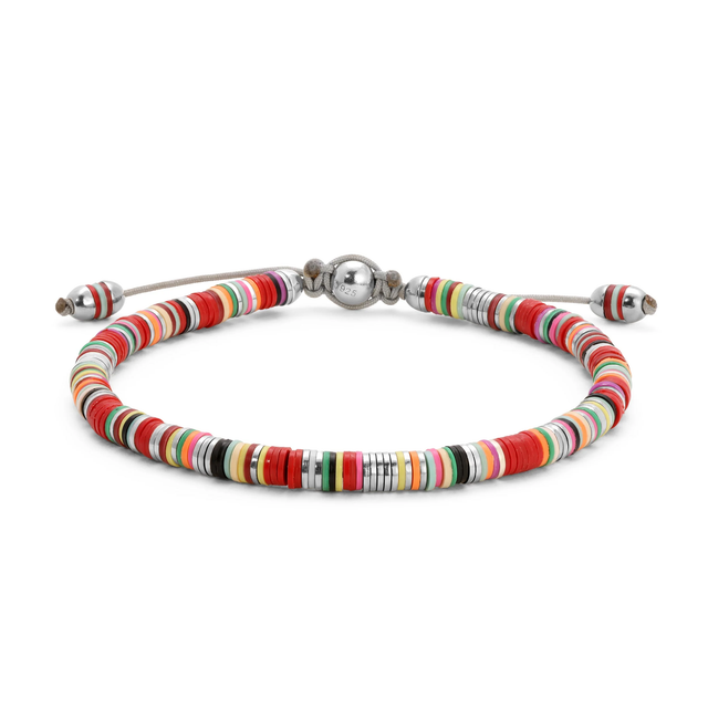 MALLI AFRICAN DISC BRACELET IN RED MIX - M