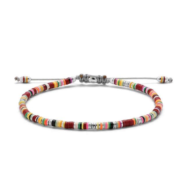 MINI MALLI AFRICAN DISC BRACELET IN MAROON MIX - S