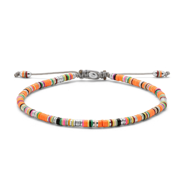 MINI MALLI AFRICAN DISC BRACELET IN NEON ORANGE MIX - S