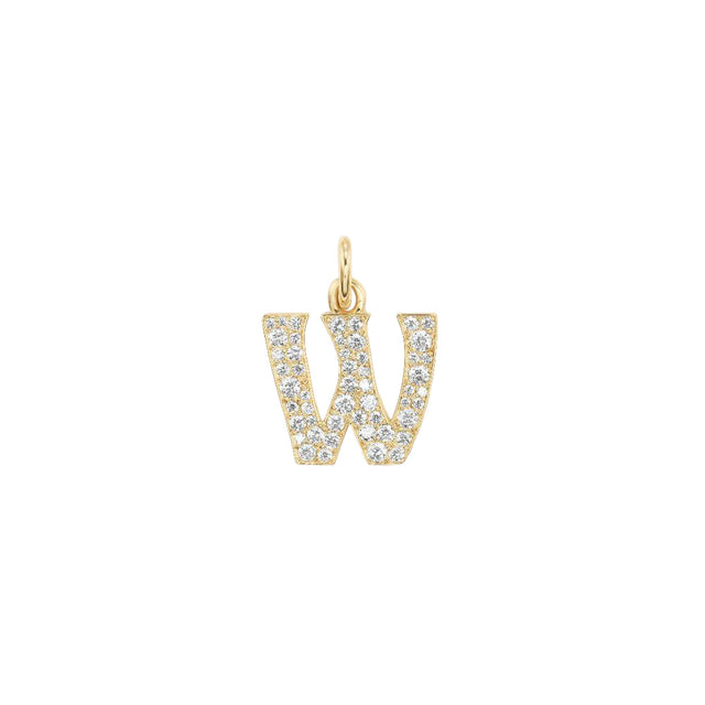 PAVE INITAL CHARM - W