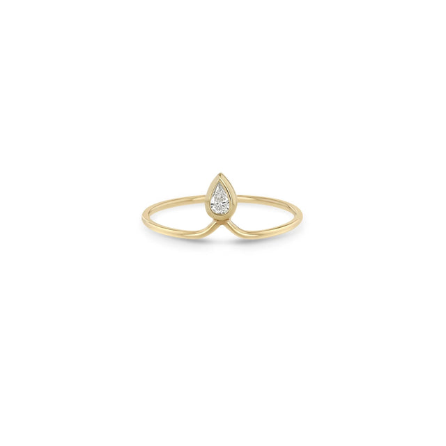 VERTICAL PEAR DIAMOND BEZEL CROWN RING
