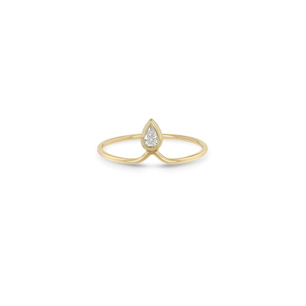 VERTICAL PEAR DIAMOND BEZEL CROWN RING