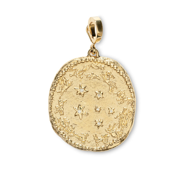 ZODIAC WHEEL LARGE DIAMOND COIN CHARM