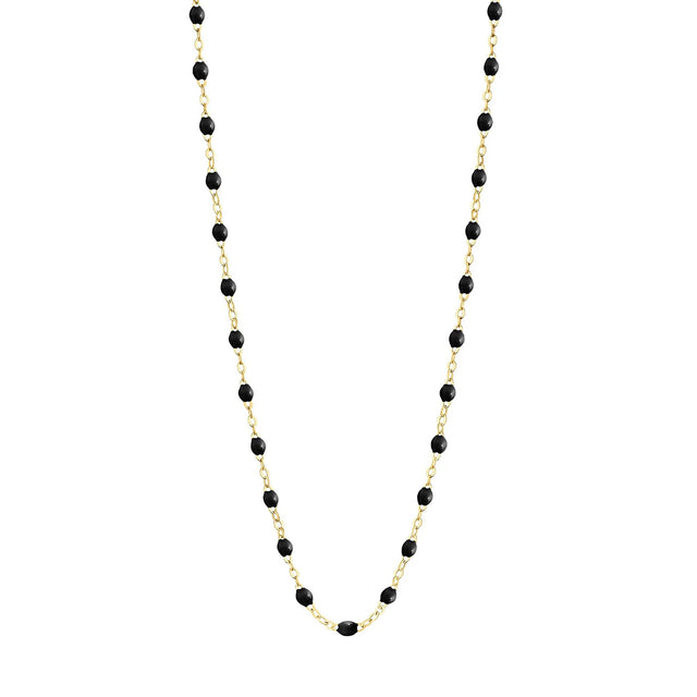 CLASSIC GIGI BLACK NECKLACE, YELLOW GOLD, 17.7