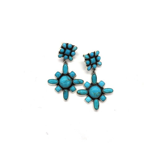 TURQUOISE BLOSSOM DROP EARRINGS