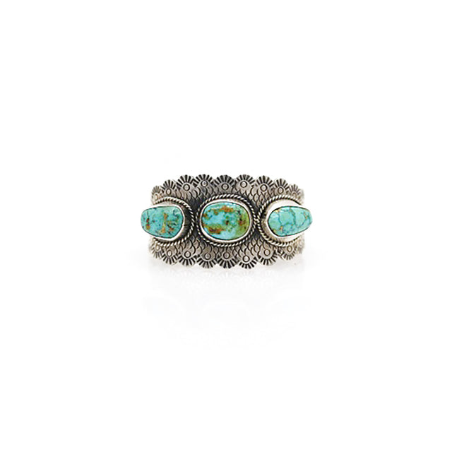 THREE STONE TURQUOISE BEZEL CUFF