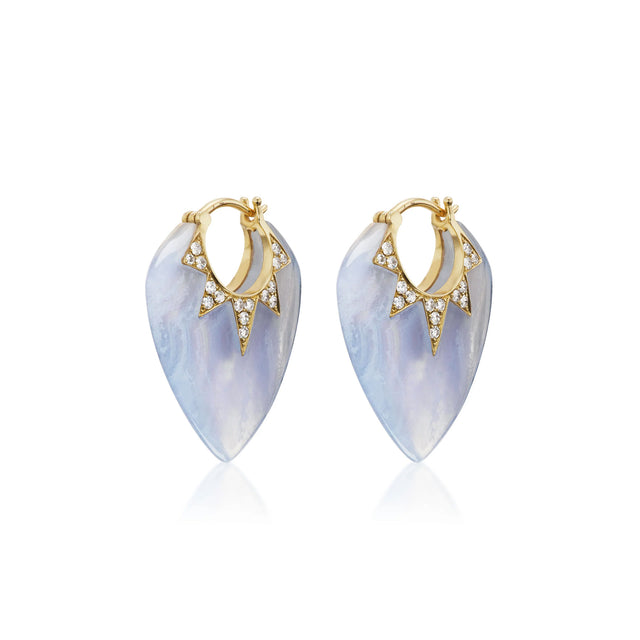 CLASSIC GUITAR PICK EARRINGS- BLUE LACE AGATE